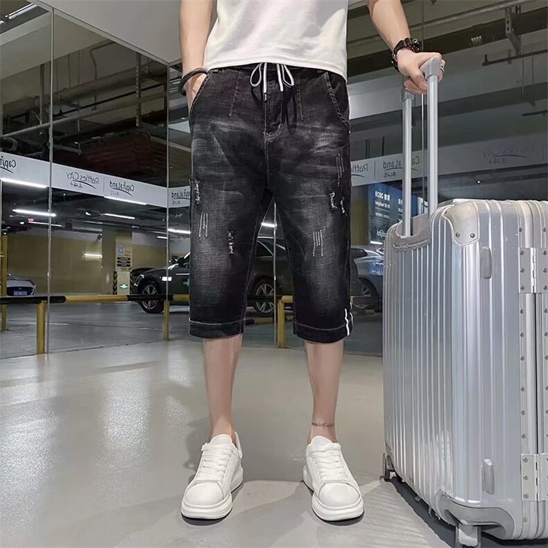 潮流春季牛仔裤男牛仔六分裤NL92P37图片
