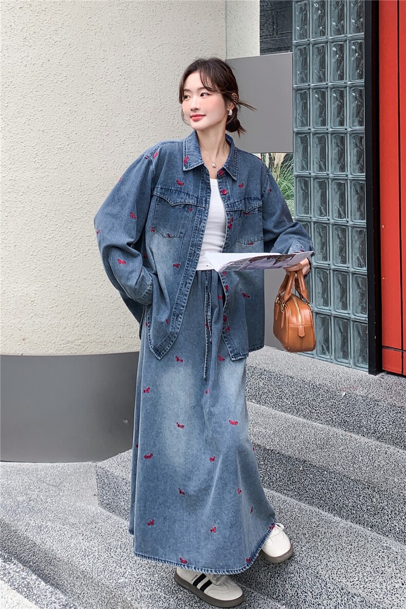 26春季新款牛仔刺绣两件套6670-P195-K298,女装套装/套裙,2C317