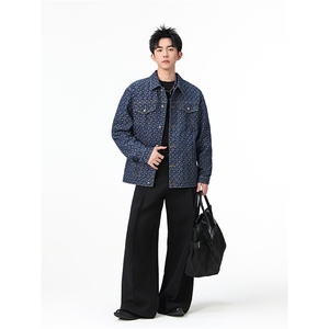 水洗牛仔外套男款春美式痞帅上衣服宽松休闲工装夹克JK1322-P75图片