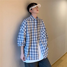 夏季短袖衬衫潮流格子衬衣D325DX02特P30控58，男装衬衫，电商D325