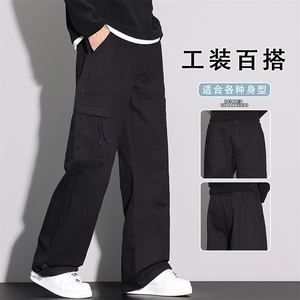 美式高街工装裤秋季新款宽松直筒男裤青少年潮流休闲裤K6653-P60图片
