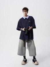 夏季美式翻领短袖T恤潮牌宽松休闲百搭痞帅高街刺绣POLO衫T260p35，男装Polo衫，电商D315