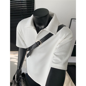 夏装2025新品300克重磅坑条翻领POLO衫男装夏季短袖T恤S403-特P38图片