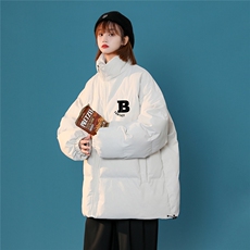 中性22冬季时尚潮流B字母加厚保暖纯色立领棉衣MY7022P85控118，男装棉衣，A247A