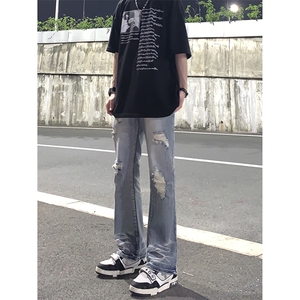 夏季美式高街ins小众破洞牛仔裤货号K755P6578图片