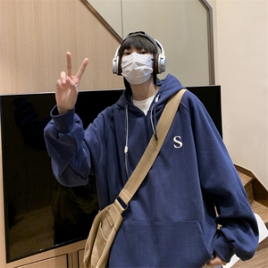 卫衣男生秋季休闲情侣宽松连帽衫美式重磅百搭外套百搭W024/P45