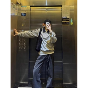 有货DY6775-特批48半拉链翻领卫衣男潮牌春秋季三条杠图片