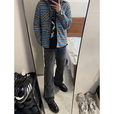 B221美式ins高街暗黑小众铆钉个性拼接牛仔裤LK23141-P65控88，男装牛仔裤，电商B221
