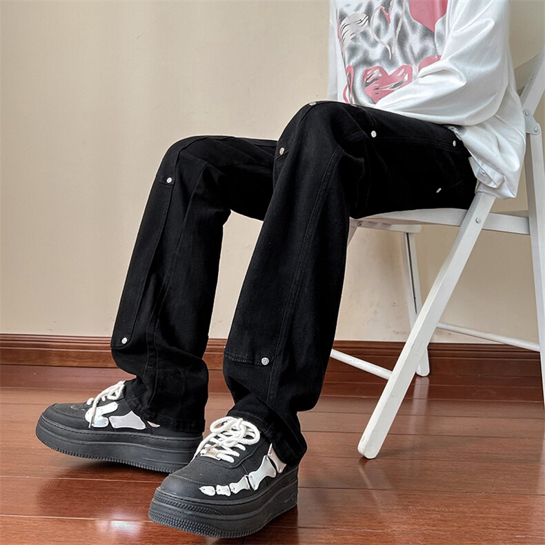 B221 秋装高街美式ins铆钉弹力牛仔裤子 LK22021-P60 控78图片