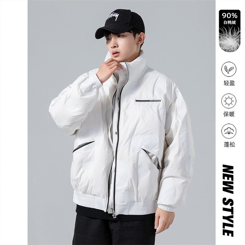 2023冬羽绒服立领插肩袖轻薄保暖90%白鸭绒MY920图片