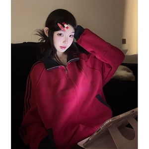抖音得物高品质 美式高街重磅结构设计拼接织带立领卫衣外套 CM42图片