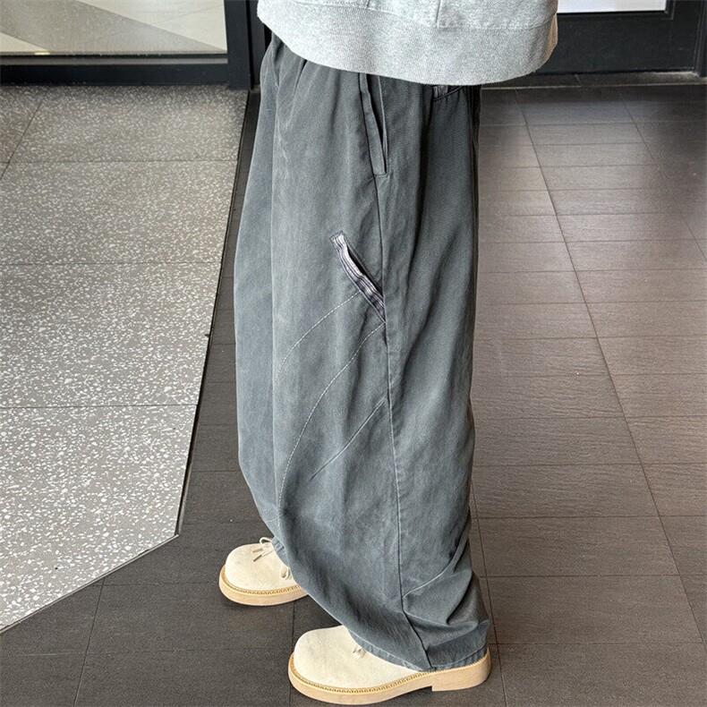 611-3BK008特价P60美式1复古水洗宽松阔腿弯刀男女休闲工装裤,男装休闲裤,星座1218（原611-3）
