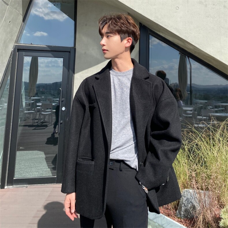 英伦风西装外套男款秋冬季韩系短款风衣夹克加厚呢子大衣，男装夹克，星座903-1