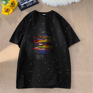 量大优供抖音视频 支持得物配合二开美式满天星亮片短袖T恤MTX138图片