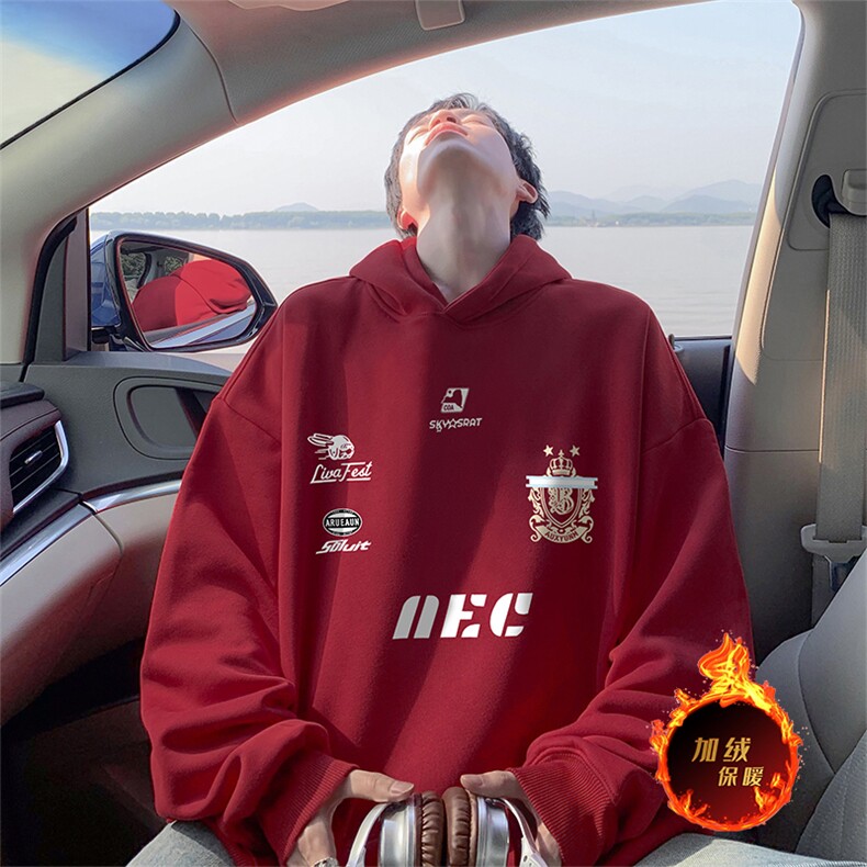 抖音得物供货可提供视频秋冬重磅美式宽松连帽卫衣WKD35,男装卫衣,电商A486