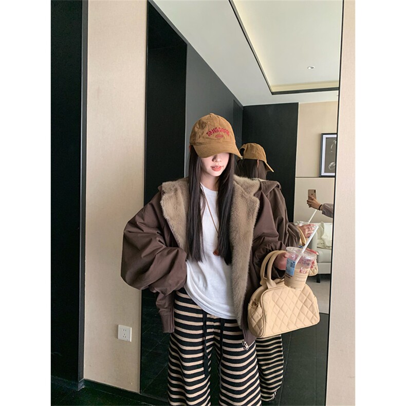 两面穿现货重磅短款座山雕棉衣男女双面穿毛毛绒棉服加厚外套，男装棉衣，电商A486