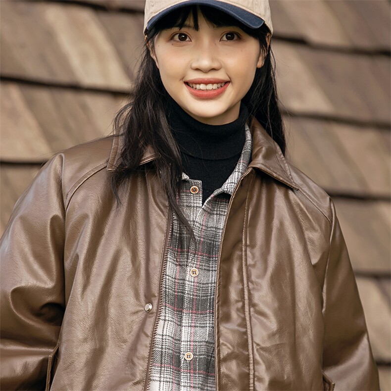 2026冬季新款男装日系潮牌纯色休闲皮衣棉服加厚外套MY382-F145,男装皮衣,电商A101（原外27）