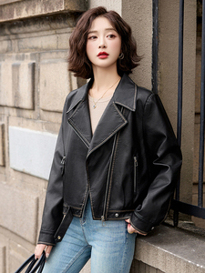 海宁真皮皮衣女高端2025新款爆款宽松时尚气质绵羊皮夹克女士外套图片
