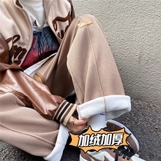 直筒裤子男春秋宽松阔腿运动卫裤潮牌高街痞帅加绒休闲裤DR97-P42，男装休闲裤，星座1008