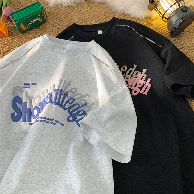 发泡印潮感曼巴棉280克拉链短袖宽松大码T恤TT8316特p38控59，男装T恤，星座804-1