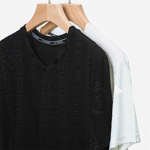 夏季男士短袖冰丝T恤青年休闲绅士修身体恤免烫商务图片