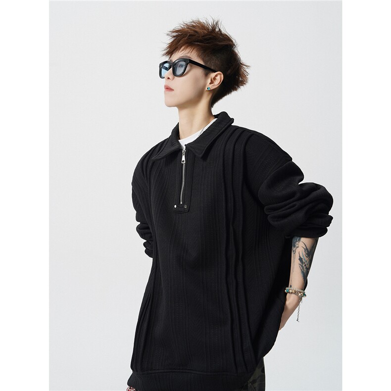 现货WY10167-特P45控88新款高品质大码百搭宽松半拉链卫衣男,男装卫衣,电商A059