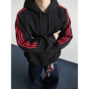 春装新款高品质 男女美式高街结构全棉纯色宽松织带连帽卫衣CM23图片