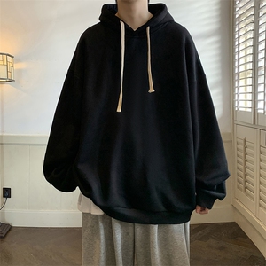 wassup happy连帽卫衣男款春秋季潮牌复古慵懒风上衣情侣休闲外套图片