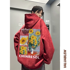 麂皮绒连帽卫衣直播品质重磅400克向日葵印花JL7111-P45控78，男装卫衣，星座508（原C305）