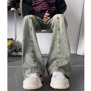 美式废土风复古黄泥色铆钉印花牛仔裤4 XZ502-K711-P70 控95图片