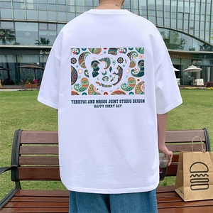 T699夏季新品短袖t恤纯棉运动体恤衫oversize大码透气舒适男装图片