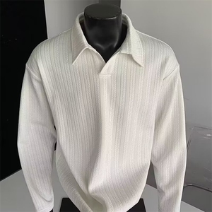 美式POLO衫翻领卫衣男士2025春季新款潮牌休闲长袖上衣服图片