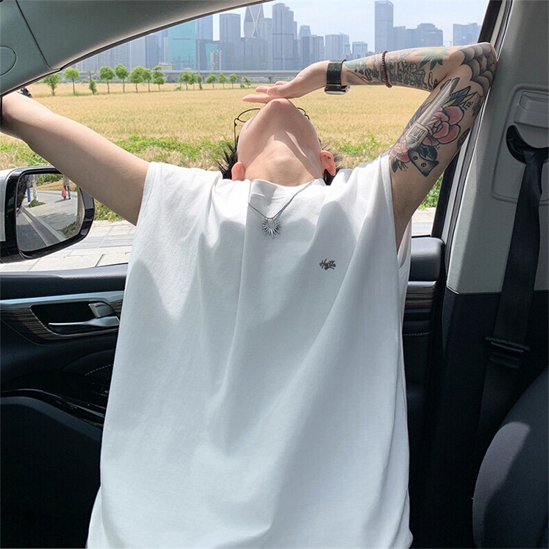 可48小时发货支持抖音得物来样二开240克重磅美式纯棉背心无袖t恤，男装背心/马甲，电商A486-1