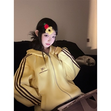 【有货】A1021CC-特P52三杠条纹织带小恶魔耳朵连帽开衫卫衣男女，男装卫衣，星座1007（原301D）