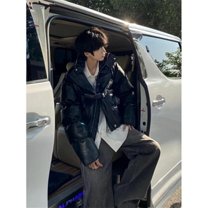 解构短款PU皮立领棉服外套男冬季加厚保暖羽绒面包服棉衣 M8080图片