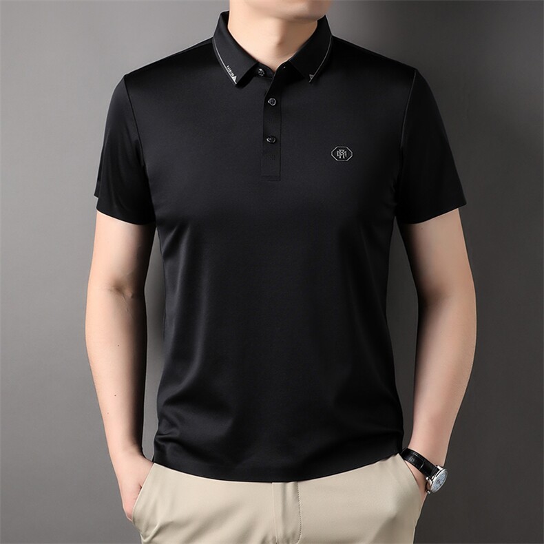 D33751钱塘2020-2夏季新款中青年男士翻领休闲百搭纯色T恤上衣P57图片