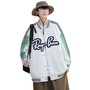 秋季潮牌棒球服男女潮流港风学院风华夫格夹克外套模J203-P75图片