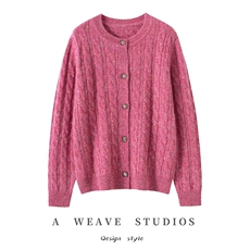 2025年秋季时尚百搭通勤简约休闲圆领麻花开衫，女装羊绒衫，臻维羊绒