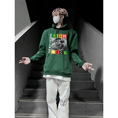 说唱歌手印花LOGO男女情侣潮牌连帽卫衣，男装卫衣，星座310A-4
