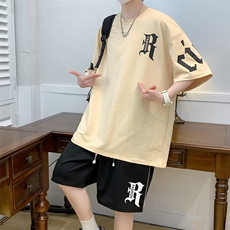 高品质新款夏季短袖T恤套装青少年纯棉宽松潮流男装DF319P65，男装休闲套装，电商A086