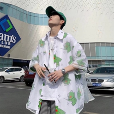 短袖衬衫春款男港风潮流冰丝假两件衬衣C1P40，男装衬衫，星座1116-2