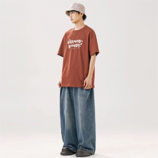 2025夏季新款男装日系潮牌纯棉印花圆领宽松短袖休闲T恤T872-F40，男装T恤，电商A101（原外27）