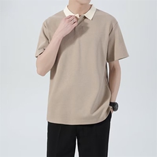 夏季拼色翻领套头短袖男士半袖POLO衫冰丝薄款T恤上衣服A09，男装T恤，星座1116A-2（原606A-1）