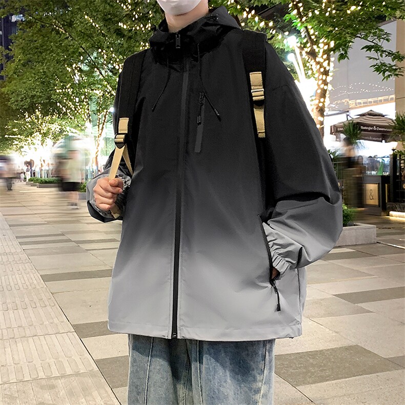 2024新款秋季外套男潮牌连帽渐变防水冲锋衣A436-2371-P80,女装短外套,电商A436