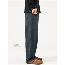1506/QB150/P48豪霆.复古水洗宽松直筒男士春秋百搭休闲阔腿长裤，男装休闲裤，星座1506