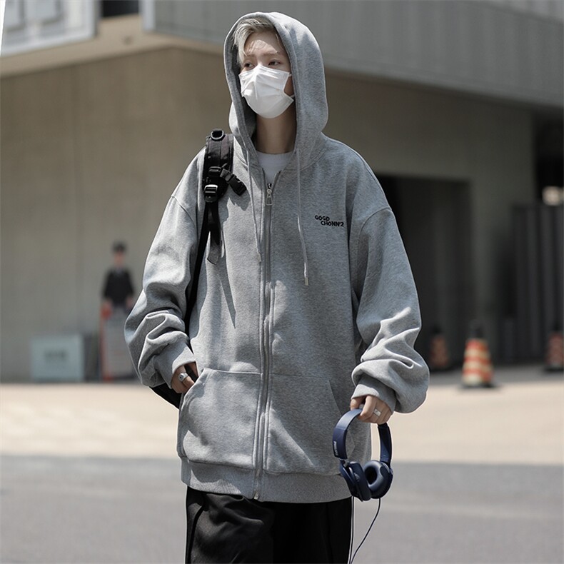 高品质秋款男连帽开衫拉链卫衣字母印花休闲夹克外套wy8030P55,男装卫衣,星座1013-1