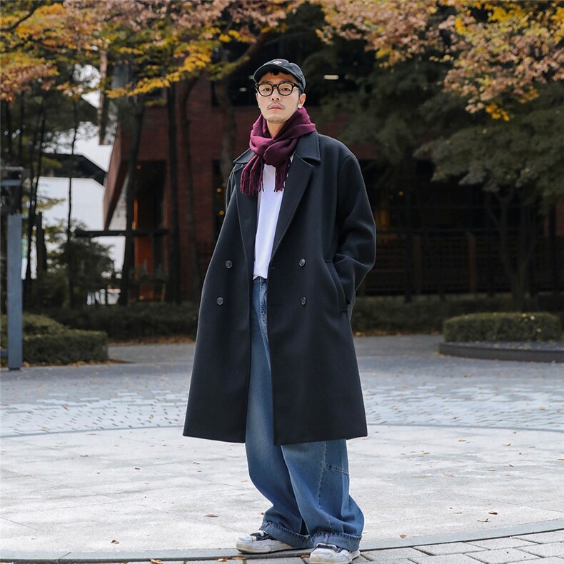 冬季毛呢大衣男士外套过膝韩版男装长款休闲西装加厚妮子风衣潮流,男装西服套装,星座710