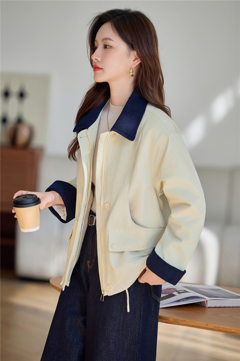 加绒棉服女2025冬季新款小个子短款外套棉袄夹克拼接,女装棉衣/棉服,依万里
