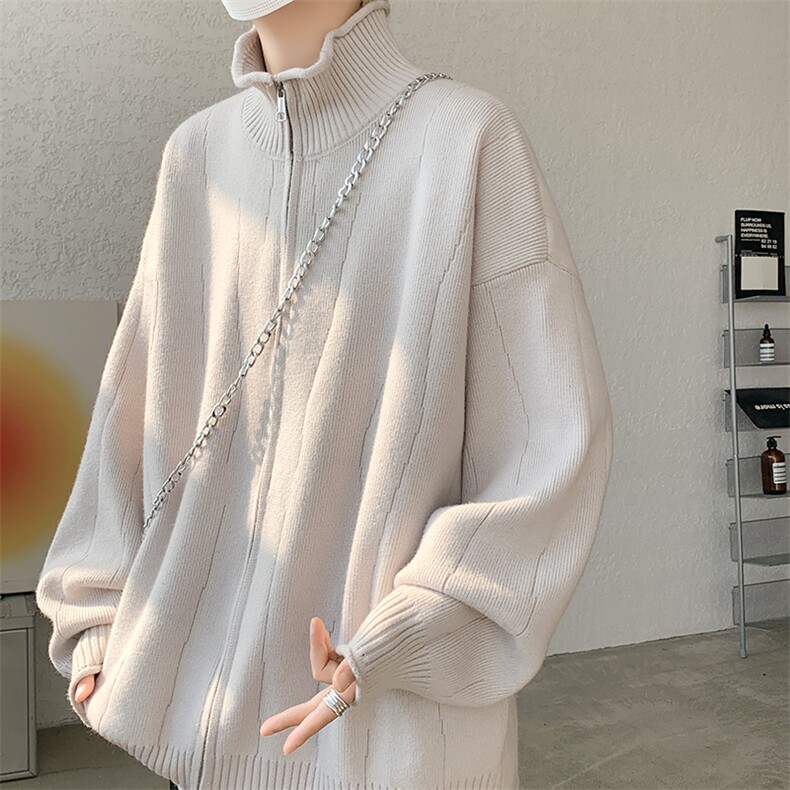 M-8XL春款纯色开衫毛衣宽松外套加肥加大码双拉链针织衫MY1503P78，男装针织衫/毛衣，电商B238