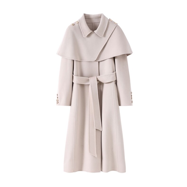 秋冬新款双面羊毛大衣时尚披肩可拆卸洋气减龄，女装双面呢大衣，阿吉丽克